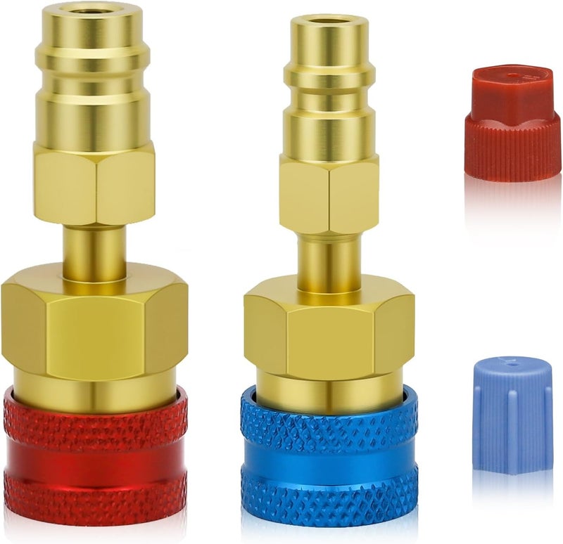 OXDFK R1234yf Adapter Kit, R1234yf to R134a Quick Coupler, High Low Side Connector Conversion Kit, 1234yf Adapter to R134a for Car Air Conditioning System Evacuation Recharging - Image 1